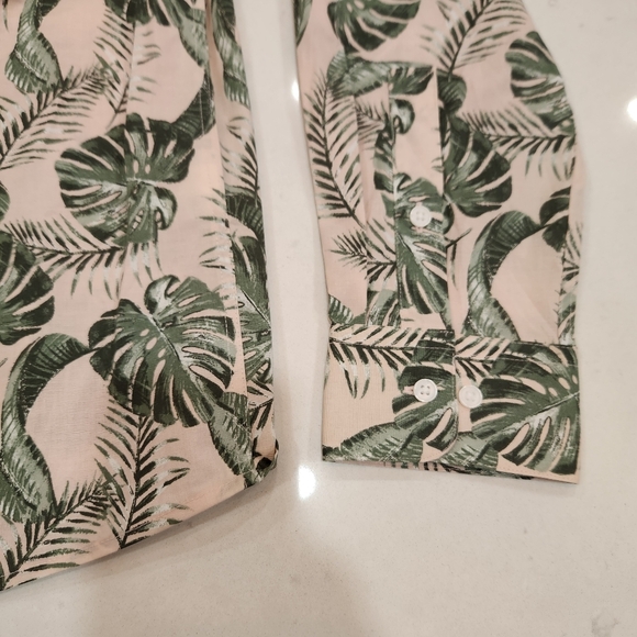 Bar III Shirt Mens Medium Floral Tropical Palm Long Sleeve Tropical Beach Summer - Picture 4 of 12